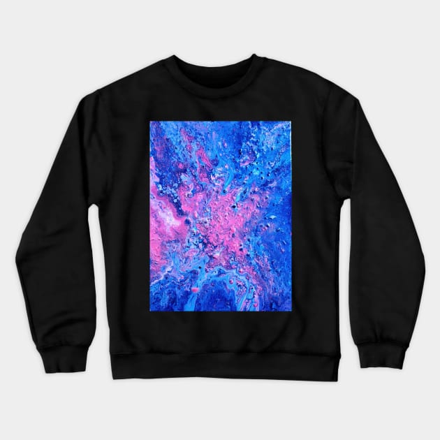 Blueberry Blitz Acrylic Pour - Fluid Painting Crewneck Sweatshirt by dnacademic